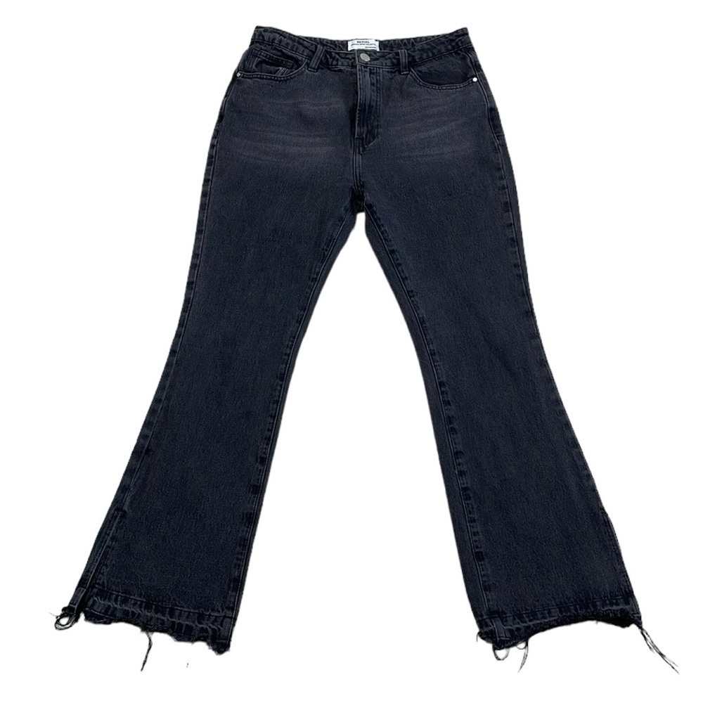 Redial Jeans Women's 12 EU 40 Black Denim Bootcut Raw Hem 100% Cotton